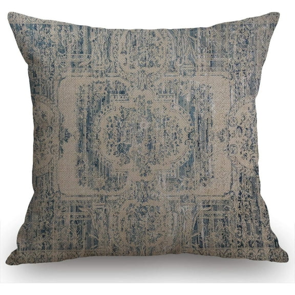 Throw Pillow Cover Vintage Carpet Pattern Antique Grunge Tribal Decorative Pillow Cases Home Decor Square 18x18 Inches Pillowcases