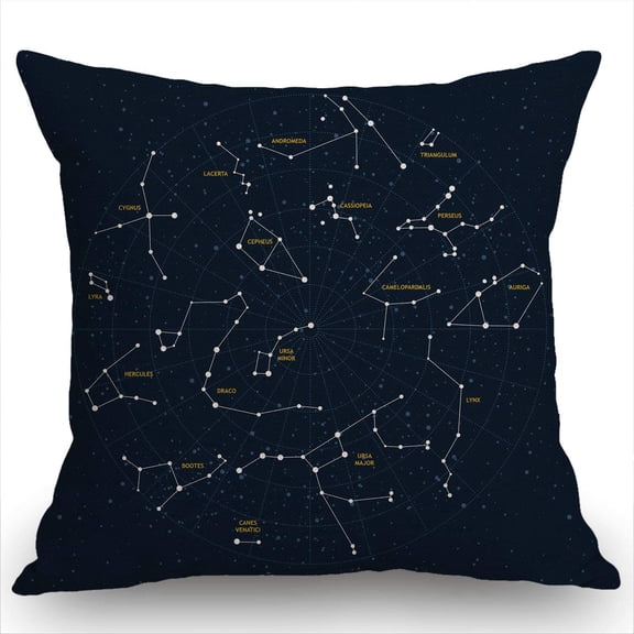 Throw Pillow Cover Vintage Constellation Maps Decorative Pillow Cases Home Decor Square 18x18 Inches Pillowcases