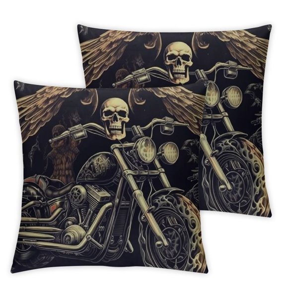 Throw Pillow Cover Vintage Custom Motorcycle Emblems Labels Badges Templates Layered Pillowcase Home Decorative Square Pillow Case Cushion Cover