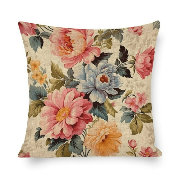 Throw Pillow Cover Vintage Floral Flower Pillow Cases Vintage French Beautiful Floral Pillows Covers Couch Pillows for Iiving Room 16"x16"