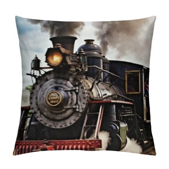Throw Pillow Cover Vintage Steam Old Train Decorative Pillow Case Home Decor Pillowcase