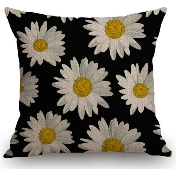 Throw Pillow Cover White Daisies Decorative Pillow Cases Home Decor Square 18x18 Inches Pillowcases