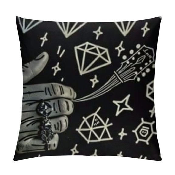 Throw Pillow Cover Witchcraft Inch Magical Style Hand Eyes Moon Skull Cat Bat Snake Key Square Pillow Case Cushion Cover for Home Car Decorative