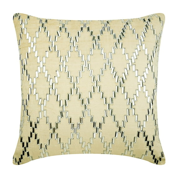 Throw Pillow Cover With Zipper, Ecru Throw Pillows For Couch 16x16 inch (40x40 cm), Velvet Accent Pillow Covers, Geometric, Lattice, Trellis, Crystal, Rhinestones - Crystal Argyle