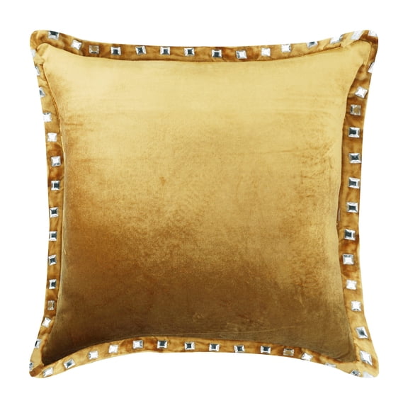 Throw Pillow Cover With Zipper, Gold Pillow Cover, Solid Pillow Case, 12x12 inch (30x30 cm) Pillow Cover, Velvet Square Throw Pillow Cover, Crystals Sparkly - Gold Crystal Palace