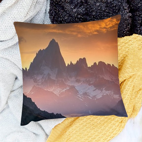 Throw Pillow Cover mountain sunset clouds Pillows Case for Home Sofa Couch Linen 100%