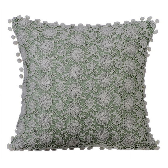 Throw Pillow Cover, Pillows, Pillow Covers 14x14 inch (35x35 cm) Green, Cotton Throw Pillow Covers, Handmade Pillow Covers, Contemporary, French Toile - Crochet Rose