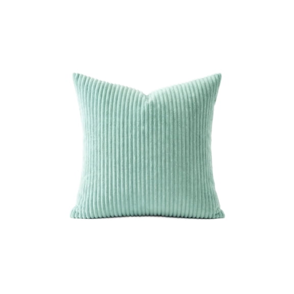 Throw Pillow Cover with Fine Stripe Corduroy Texture, 18X18 Inch Square, Sage Green, for Living Room Sofa, Cushion Case