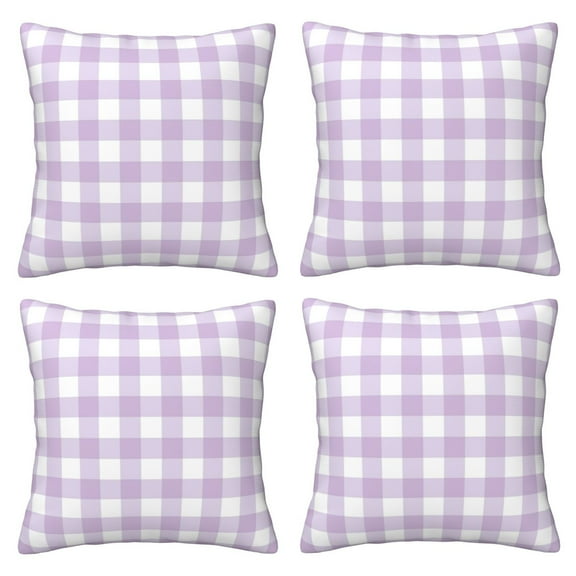 Throw Pillow Covers 12x12 Inch Set of 4 (No Pillow) - Purple Checkboard Square Decorative Pillow Case for Couch Bed Living Room House Decor, Soft Cushion Cover for Sofa Bedroom