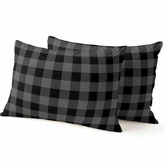 Throw Pillow Covers 12x20 Inch Inch Set of 2 Black Buffalo Check Plaid Decorative Pillow Covers Farmhouse Style Cushion Cover Pillowcase for Sofa Couch Bed Home Decor