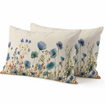 Throw Pillow Covers 12x20 Inch Inch Set of 2 Blue Flower Floral Leaves Decorative Pillow Covers Branch Plant Nature Cushion Cover Pillowcase for Sofa Couch Bed Home Decor