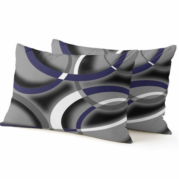 Throw Pillow Covers 12x20 Inch Inch Set of 2 Blue Grey Geometric Circle Decorative Pillow Covers Abstract Lines Cushion Cover Pillowcase for Sofa Couch Bed Home Decor