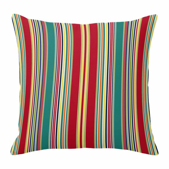 Throw Pillow Covers 16 x 16 Inch, Colorful Striped Cotton Linen Pillows Cases, Boho Rainbow Abstract Vertical Lines Square Cushion Covers for Couch Sofa Bed