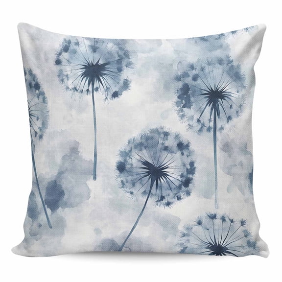 Throw Pillow Covers 16x16 Inch, Blue Spring Floral Decorative Pillow Cases for Couch Sofa Bed, Country Summer Botanical Cotton Linen Square Home Decor Pillowcases with Hidden Zipper