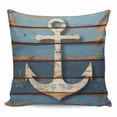 thumbnail image 1 of Throw Pillow Covers 16x16 Inch, Brown Anchor Nautical Decorative Pillow Cases for Couch Sofa Bed, Vintage Coastal Navy Blue Wooden Cotton Linen Square Home Decor Pillowcases with Hidden Zipper, 1 of 7