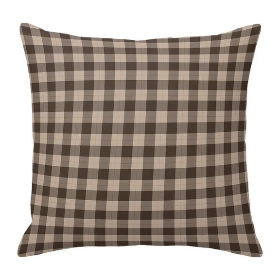 Throw Pillow Covers 16x16 Inch, Brown Gingham Decorative Pillow Cases for Couch Sofa Bed, Farmhouse Buffalo Plaid Checkered Cotton Linen Square Home Decor Pillowcases with Hidden Zipper