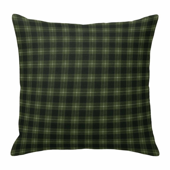 Throw Pillow Covers 16x16 Inch, Green Black Buffalo Plaid Decorative Pillow Cases for Couch Sofa Bed, Geometric Classic Checkered Cotton Linen Square Home Decor Pillowcases with Hidden Zipper