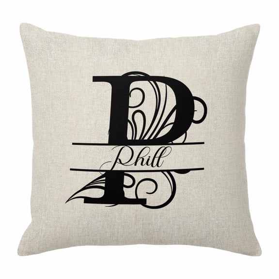 Throw Pillow Covers 16x16 Inch, Letter P Decorative Pillow Cases for Couch Sofa Bed, Monogram Words Cotton Linen Square Home Decor Pillowcases with Hidden Zipper