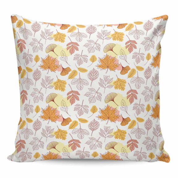 Throw Pillow Covers 16x16 Inch, Maple Leaves Decorative Pillow Cases for Couch Sofa Bed, Fall Rustic Orange Falling Leaf Plants Cotton Linen Square Home Decor Pillowcases with Hidden Zipper