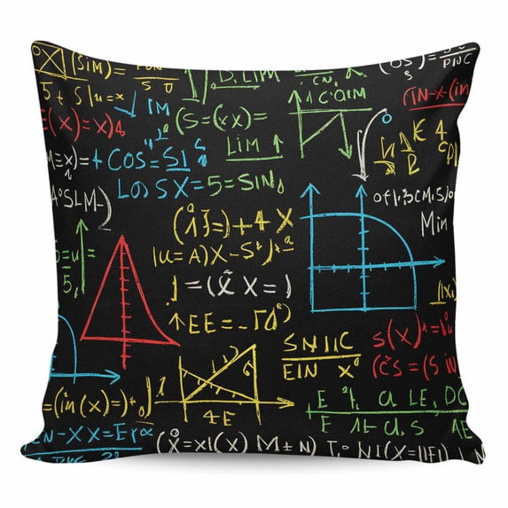 Throw Pillow Covers 16x16 Inch, Math Formula Geometric Decorative Pillow Cases for Couch Sofa Bed, Modern Art Black Yellow Cotton Linen Square Home Decor Pillowcases with Hidden Zipper