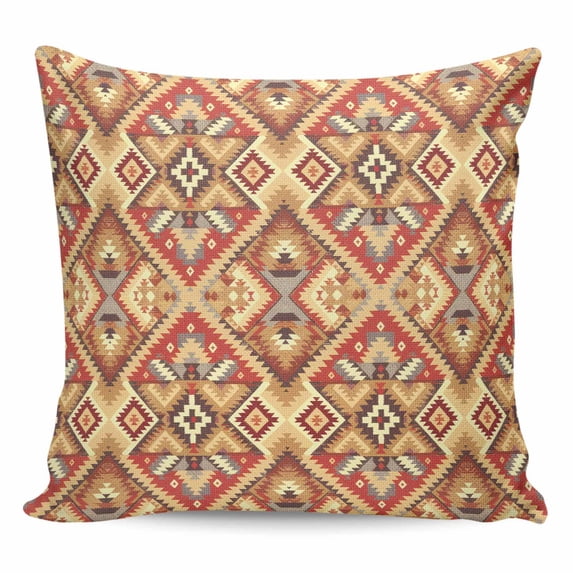 Throw Pillow Covers 16x16 Inch, Modern Geometric Decorative Pillow Cases for Couch Sofa Bed, Southwest Ethnic Art Cotton Linen Square Home Decor Pillowcases with Hidden Zipper