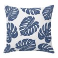 thumbnail image 1 of Throw Pillow Covers 16x16 Inch, Navy Blue Monstera Leaf Decorative Pillow Cases for Couch Sofa Bed, Summer Tropical Plant Botanical Boho Cotton Linen Square Home Decor Pillowcases with Hidden Zipper, 1 of 9