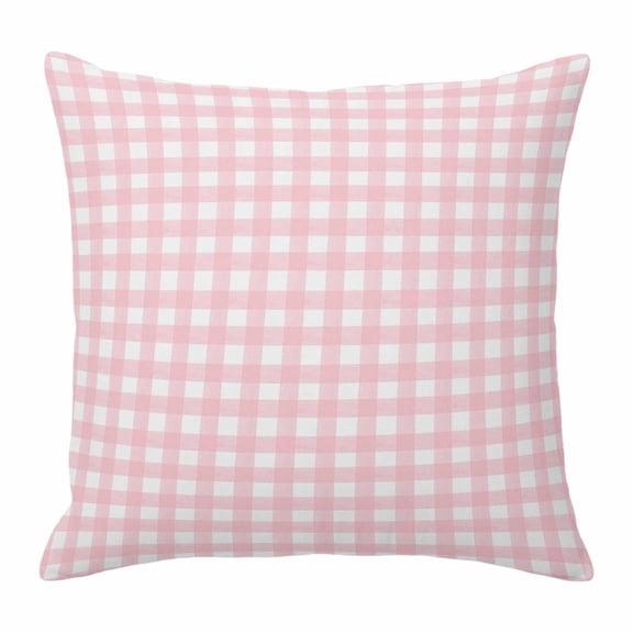 Throw Pillow Covers 16x16 Inch, Pink Buffalo Plaid Decorative Pillow Cases for Couch Sofa Bed, Farmhouse Pink White Checkered Cotton Linen Square Home Decor Pillowcases with Hidden Zipper