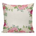 thumbnail image 1 of Throw Pillow Covers 16x16 Inch, Pink Flowers Decorative Pillow Cases for Couch Sofa Bed, Spring Floral Farmhouse Botanical Rustic Cotton Linen Square Home Decor Pillowcases with Hidden Zipper, 1 of 7
