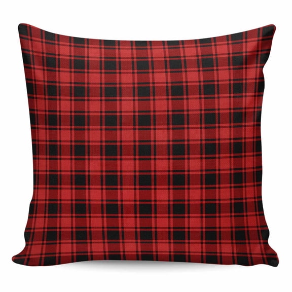 Throw Pillow Covers 16x16 Inch, Red Black Plaid Decorative Pillow Cases for Couch Sofa Bed, Vintage Farmhouse Abstract Buffalo Check Cotton Linen Square Home Decor Pillowcases with Hidden Zipper