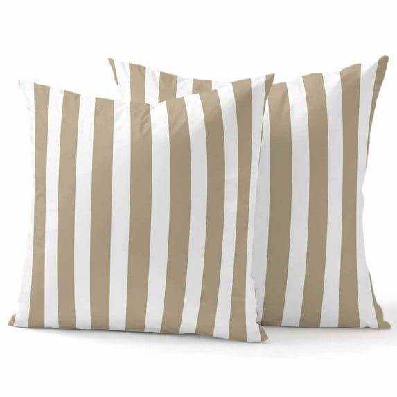 Throw Pillow Covers 16x16 Inch Set of 2 Khaki Stripes Decorative Pillow Covers Browm Vertical Striped Cushion Cover Pillowcase for Sofa Couch Bed Home Decor