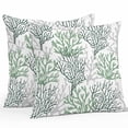 thumbnail image 1 of Throw Pillow Covers 16x16 Inch Set of 2, Sage Green Gray Coral Coastal Waterproof Outdoor Pillow Covers, Summer Beach Seaside Nautical Decorative Cushion Pillowcases for Couch, Sofa, Bed, Patio, 1 of 9