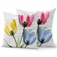 thumbnail image 1 of Throw Pillow Covers 16x16 Inch Set of 2 Flower Decorative Pillow Covers Floral Wood Cushion Cover Pillowcase for Sofa Couch Bed Home Decor, 1 of 9