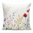 thumbnail image 1 of Throw Pillow Covers 16x16 Inch, Spring Colorful Floral Decorative Pillow Cases for Couch Sofa Bed, Farmhouse Watercolor Flowers Cotton Linen Square Home Decor Pillowcases with Hidden Zipper, 1 of 7
