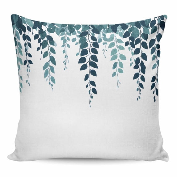 Throw Pillow Covers 16x16 Inch, Spring Leaves Decorative Pillow Cases for Couch Sofa Bed, Modern Simple Nature Botanical Leaves Cotton Linen Square Home Decor Pillowcases with Hidden Zipper