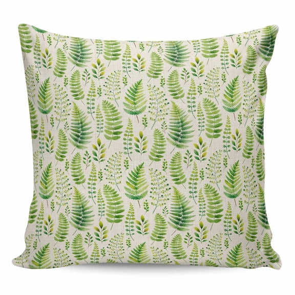 Throw Pillow Covers 16x16 Inch, Spring Leavse Decorative Pillow Cases for Couch Sofa Bed, Pastoral Garden Botanical Rustic Burlap Cotton Linen Square Home Decor Pillowcases with Hidden Zipper