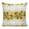 thumbnail image 1 of Throw Pillow Covers 16x16 Inch, Sunflower Plaid Decorative Pillow Cases for Couch Sofa Bed, Retro Yellow Green Floral Leaf Grey Cotton Linen Square Home Decor Pillowcases with Hidden Zipper, 1 of 7