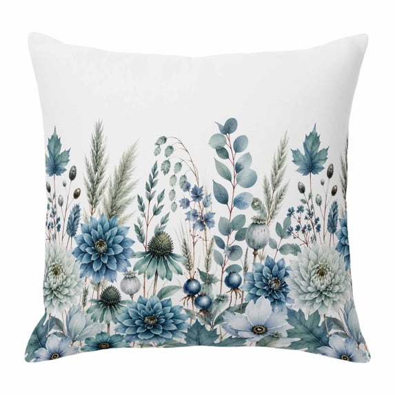 Throw Pillow Covers 16x16 Inch, Teal Blue Floral Decorative Pillow ...