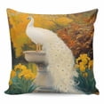 thumbnail image 1 of Throw Pillow Covers 16x16 Inch, White Peacock Elegance Decorative Pillow Cases for Couch Sofa Bed, Retro Botanical Garden Floral Cotton Linen Square Home Decor Pillowcases with Hidden Zipper, 1 of 7