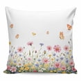 thumbnail image 1 of Throw Pillow Covers 16x16 Inch, Wild Flowers Decorative Pillow Cases for Couch Sofa Bed, Spring Butterfly Watercolor Country Floral Cotton Linen Square Home Decor Pillowcases with Hidden Zipper, 1 of 7