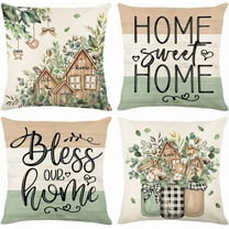 Throw Pillow Covers 16x16 Set of 4 Spring Pillow Covers Decorative Farmhouse Cushion Case for Sofa Couch Outdoor Living Room Home Decor
