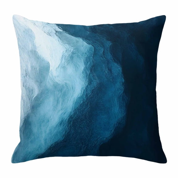 Throw Pillow Covers 18 x 18 Inch, Navy Blue Waves Cotton Linen Pillows Cases, Coastal Summer Beach Ocean Square Cushion Covers for Couch Sofa Bed