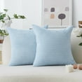 thumbnail image 1 of Throw Pillow Covers 18 x 18 Inch, Set of 2 - Blue Decorative Soft Corduroy Striped Boho Throw Pillow Covers, Modern Home Cushion Pillow Cases for Farmhouse, Couch, Sofa, Bed & Living Room Decor, 1 of 8