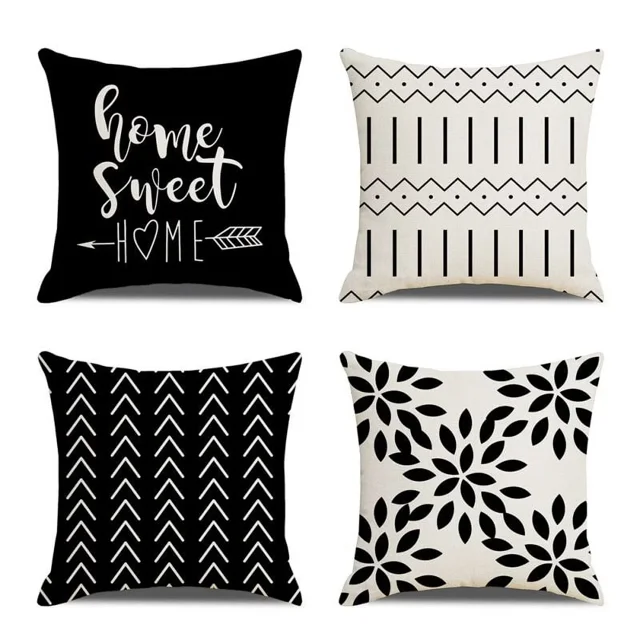 Throw Pillow Covers 18" x 18" Set of 4, Geometry Outdoor Square Pillow Cushion Cases, Modern
