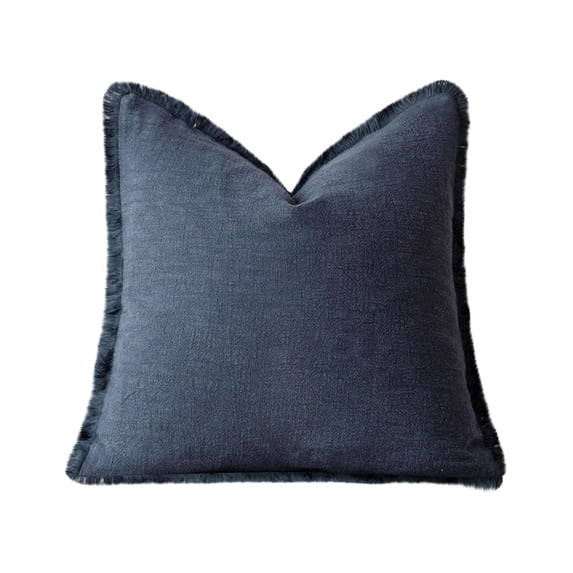 Throw Pillow Covers 18X18, Solid Blue, Boho Style, Woven Texture, Living Room Decorations, Square Shape, 1 Pc