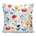 thumbnail image 1 of Throw Pillow Covers 18x18 Inch, Colorful Poppies Decorative Pillow Cases for Couch Sofa Bed, Orange Blue Flowers Leaves Cotton Linen Square Home Decor Pillowcases with Hidden Zipper, 1 of 7