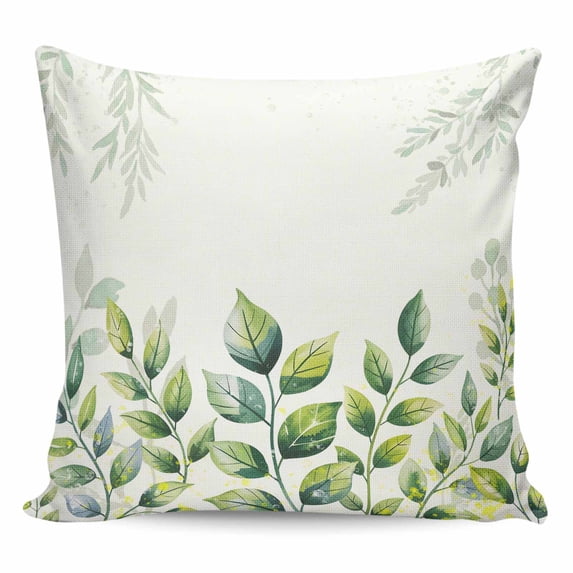 Throw Pillow Covers 18x18 Inch, Eucalyptus Leaves Decorative Pillow Cases for Couch Sofa Bed, Watercolor Green Botanical Plants Floral Cotton Linen Square Home Decor Pillowcases with Hidden Zipper