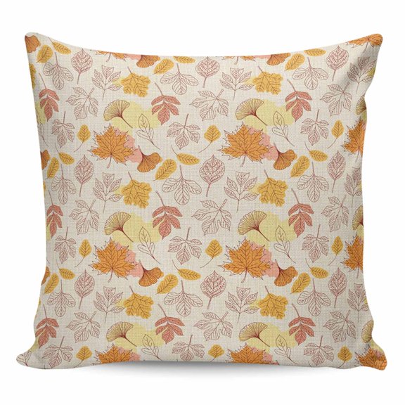 Throw Pillow Covers 18x18 Inch, Fall Decorative Pillow Cases for Couch Sofa Bed, Thanksgiving Maple Leaf Autumn Farmhouse Retro Cotton Linen Square Home Decor Pillowcases with Hidden Zipper