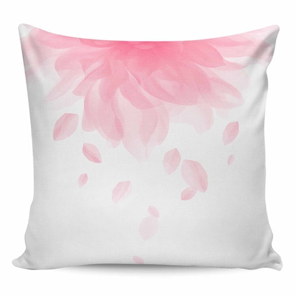 Throw Pillow Covers 18x18 Inch, Modern Pink Decorative Pillow Cases for Couch Sofa Bed, Gradient Floral Abstract Bohemian White Cotton Linen Square Home Decor Pillowcases with Hidden Zipper