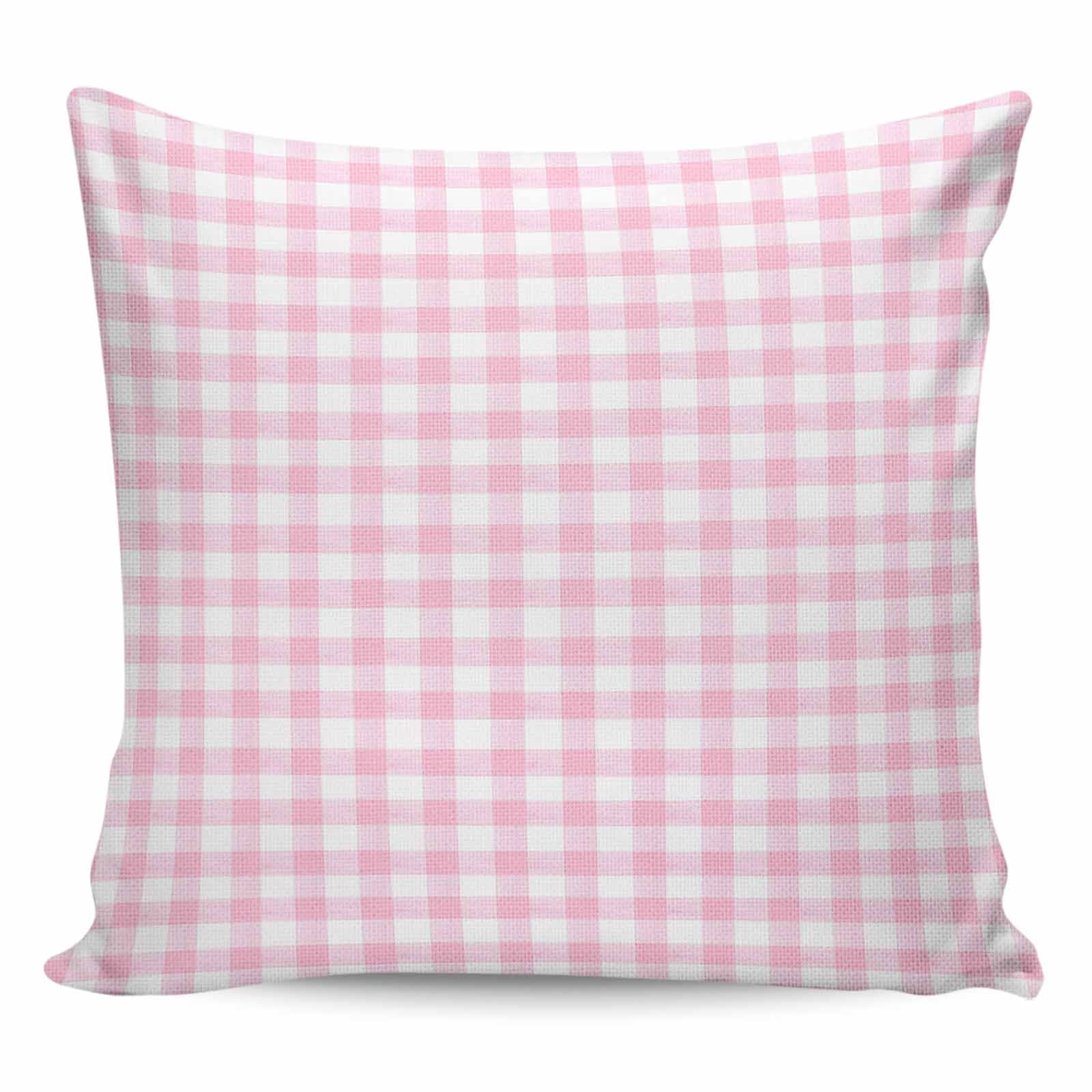 Throw Pillow Covers 18x18 Inch, Pink Decorative Pillow Cases for Couch Sofa Bed, Country French Rustic Buffalo Plaid Modern Art Cotton Linen Square Home Decor Pillowcases with Hidden Zipper