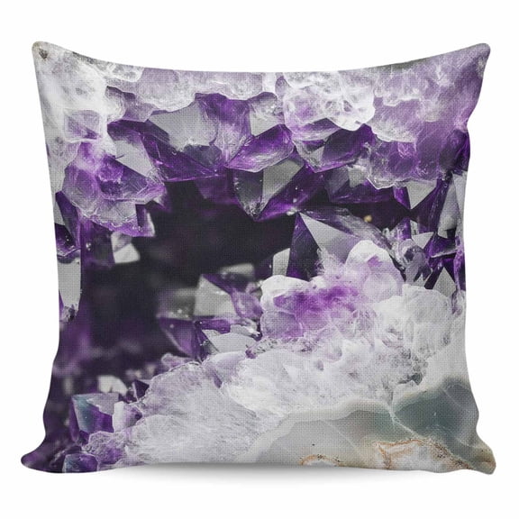 Throw Pillow Covers 18x18 Inch, Purple Black Geometric Decorative Pillow Cases for Couch Sofa Bed, Modern Abstract Crystals Artwork Cotton Linen Square Home Decor Pillowcases with Hidden Zipper